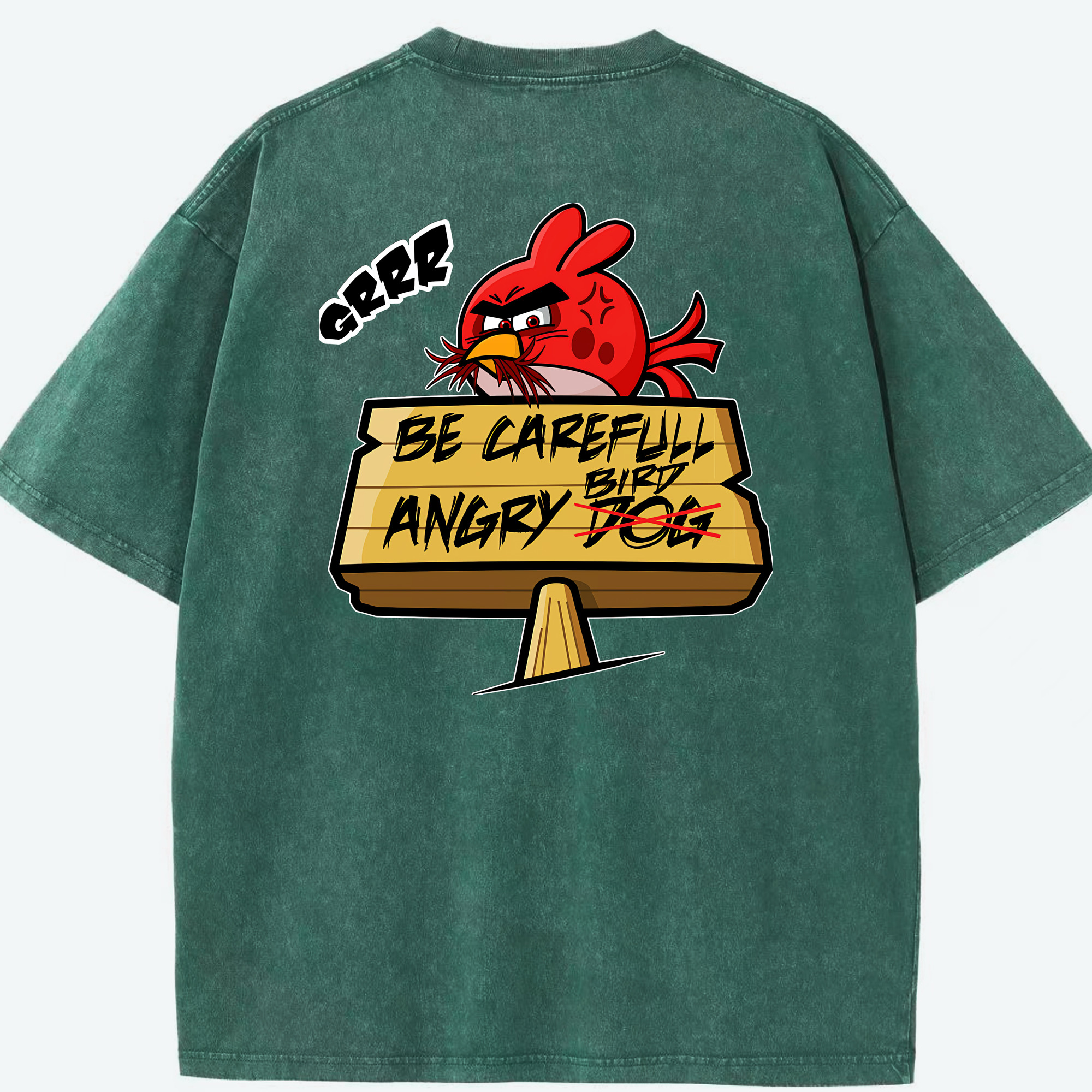 （画像用） Angry Birds アングリーバード 綿100% ヴィンテージ風 半袖Tシャツ（背面プリント）